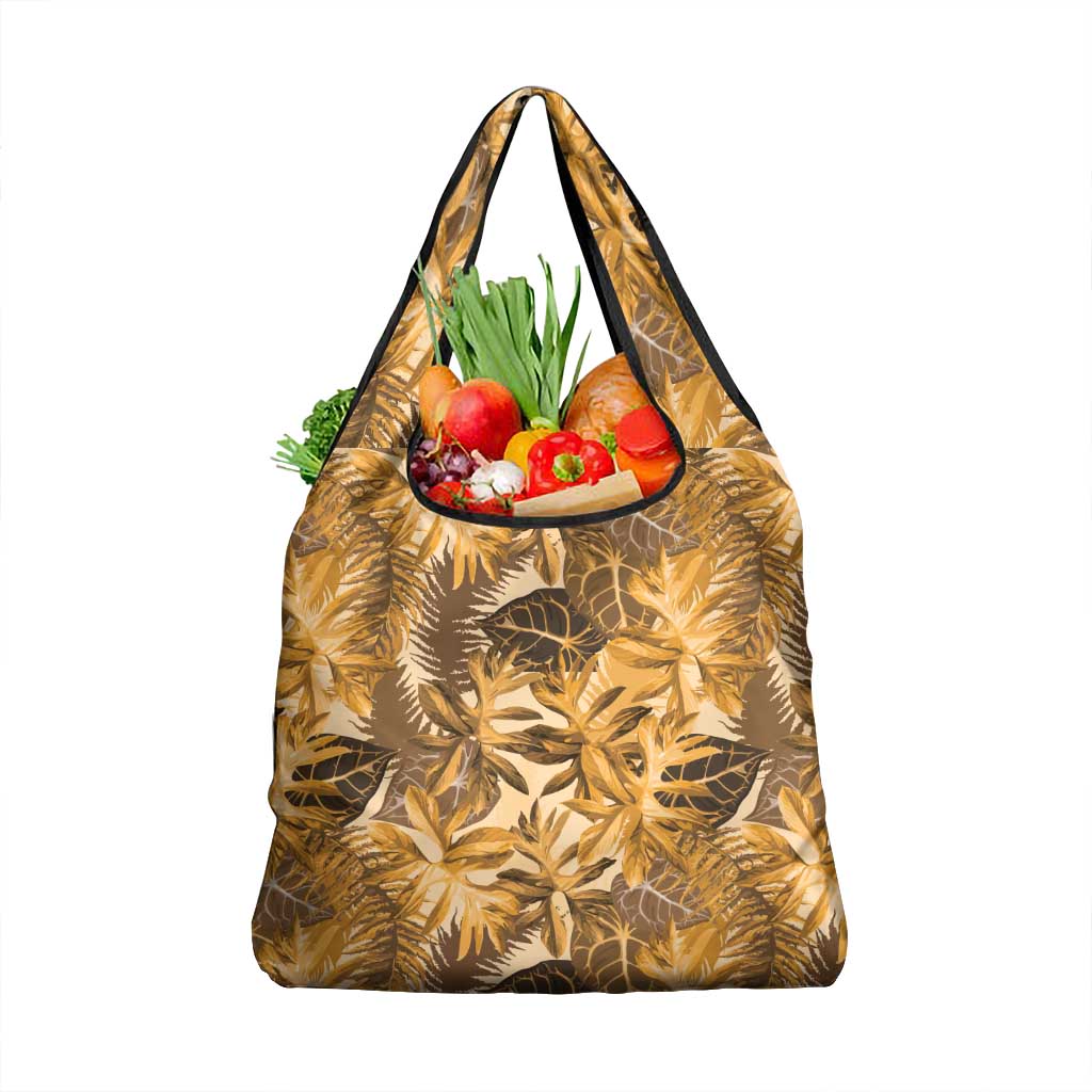 Hawaii Gold Tropical Leaves Grocery Bag LT01 1-pack One Size Gold - Polynesian Pride