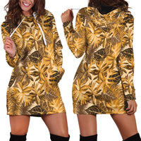Hawaii Gold Tropical Leaves Hoodie Dress - Polynesian Pride