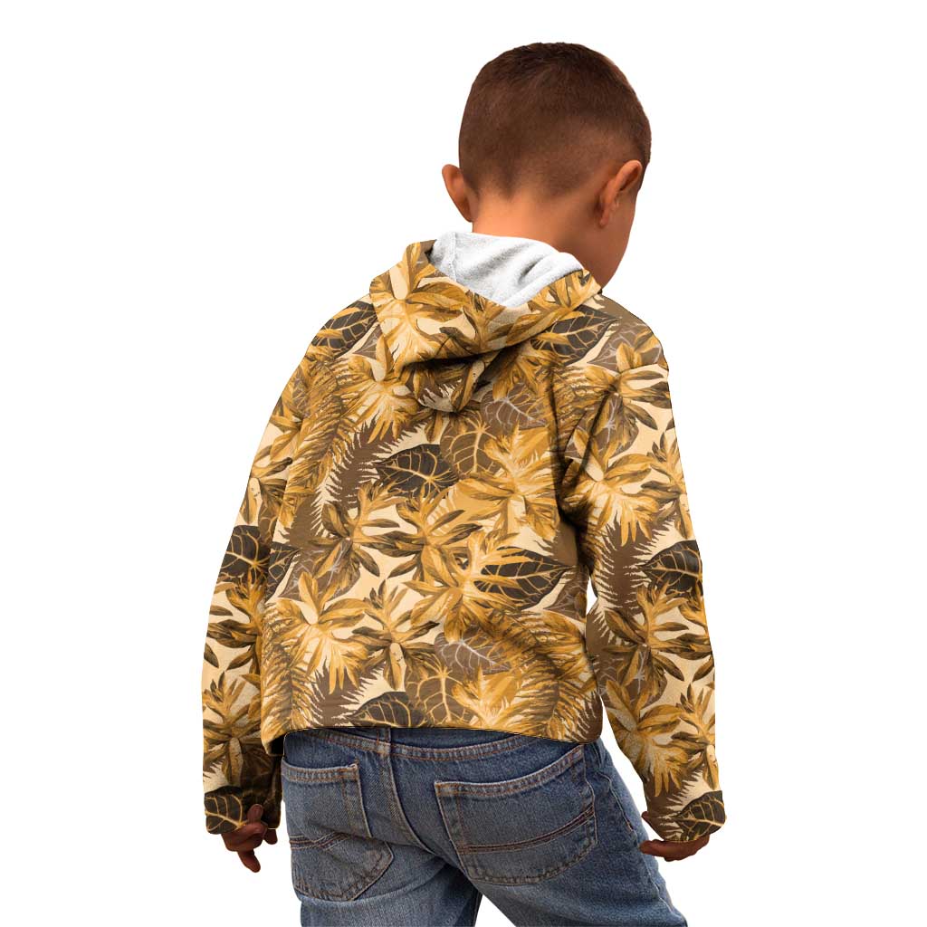 Hawaii Gold Tropical Leaves Kid Hoodie - Polynesian Pride