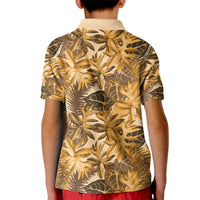 Hawaii Gold Tropical Leaves Kid Polo Shirt - Polynesian Pride