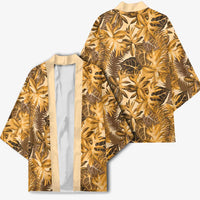 Hawaii Gold Tropical Leaves Kimono - Polynesian Pride