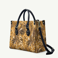 Hawaii Gold Tropical Leaves Leather Bag - Polynesian Pride