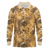 Hawaii Gold Tropical Leaves Long Sleeve Polo Shirt LT01 Gold - Polynesian Pride
