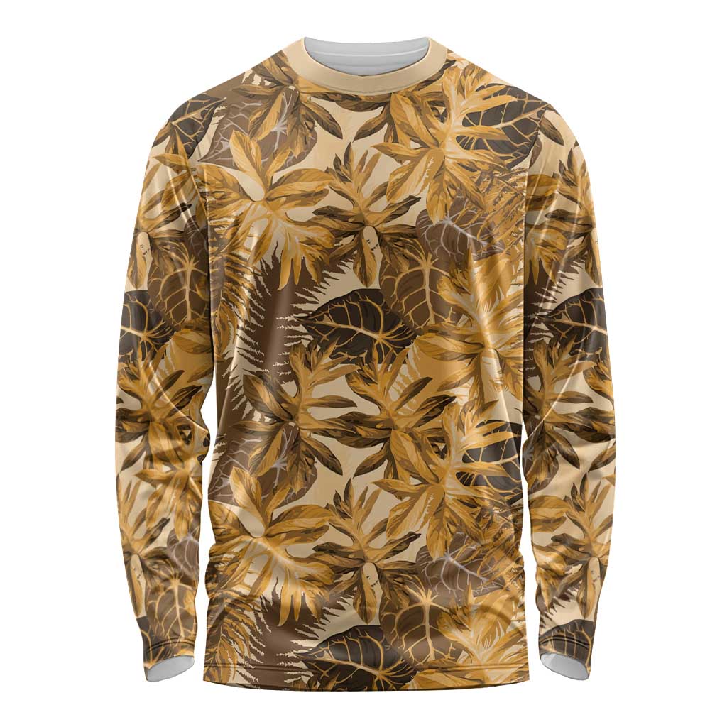 Hawaii Gold Tropical Leaves Long Sleeve Shirt LT01 Unisex Gold - Polynesian Pride