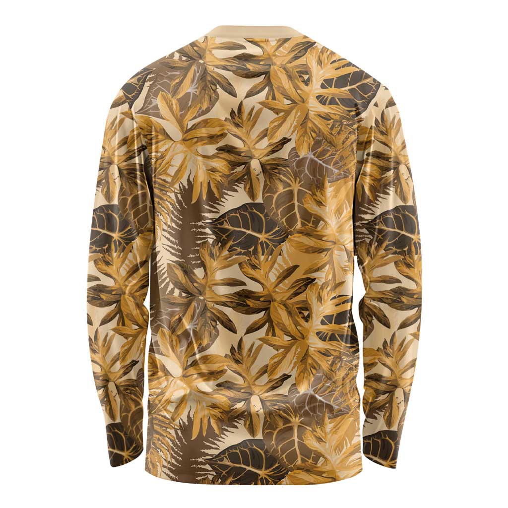 Hawaii Gold Tropical Leaves Long Sleeve Shirt LT01 - Polynesian Pride
