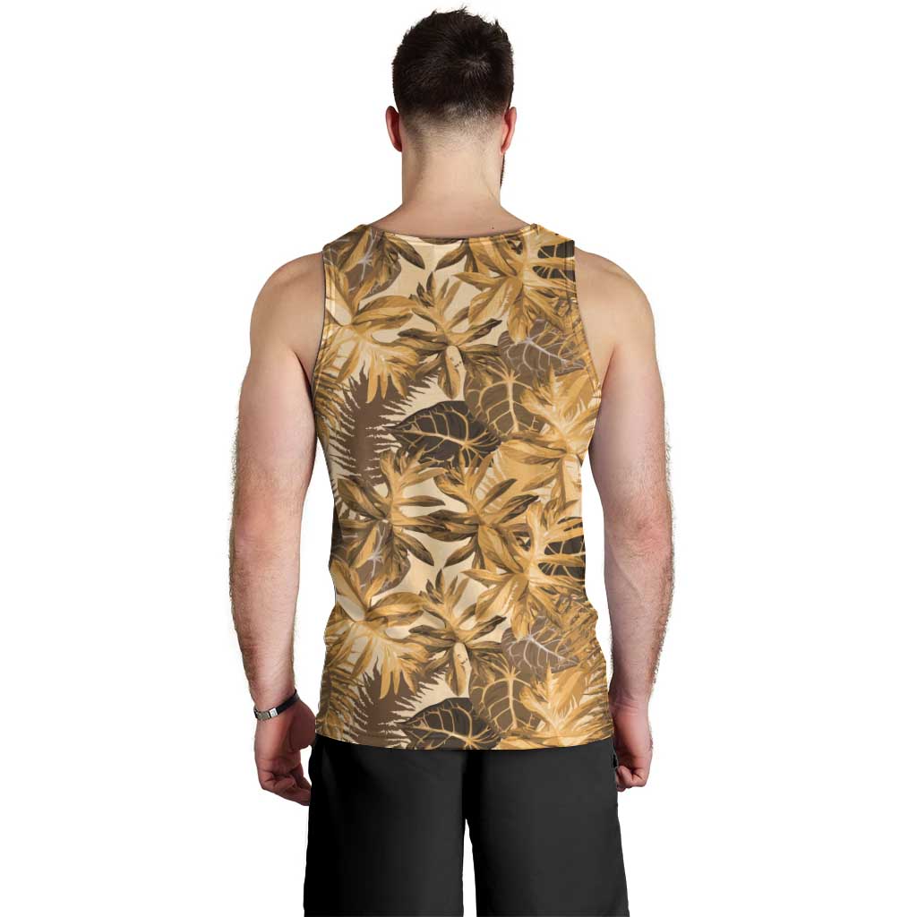 Hawaii Gold Tropical Leaves Men Tank Top LT01 - Polynesian Pride