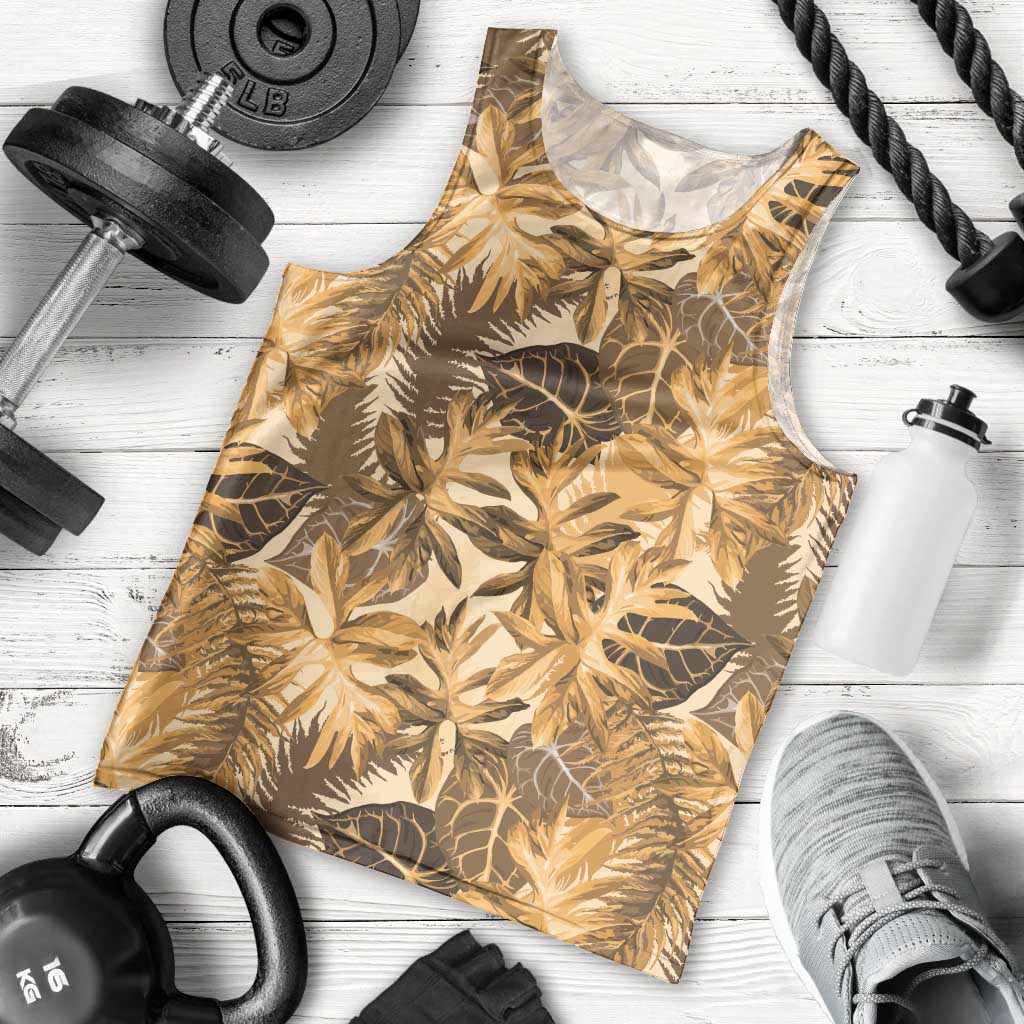 Hawaii Gold Tropical Leaves Men Tank Top LT01 - Polynesian Pride