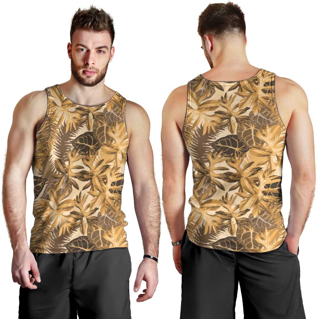 Hawaii Gold Tropical Leaves Men Tank Top LT01 - Polynesian Pride