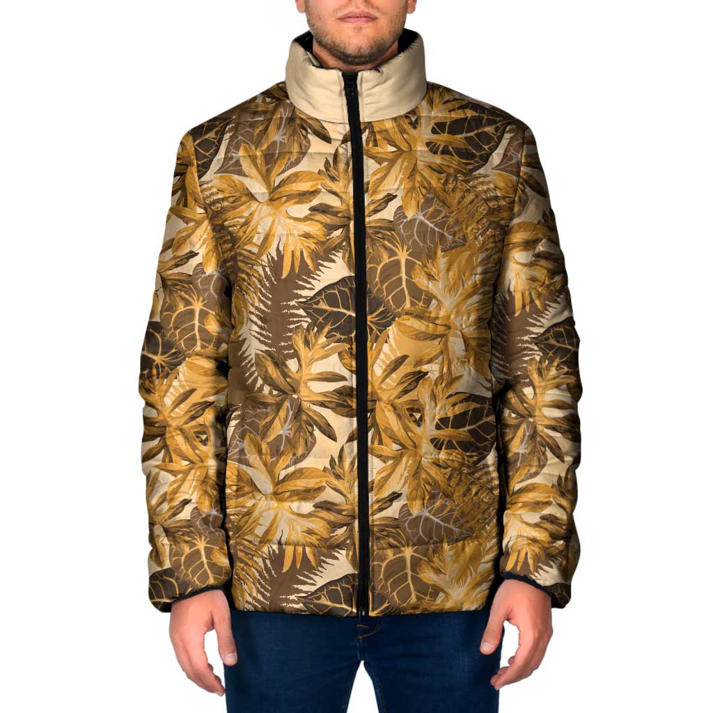 Hawaii Gold Tropical Leaves Padded Jacket - Polynesian Pride