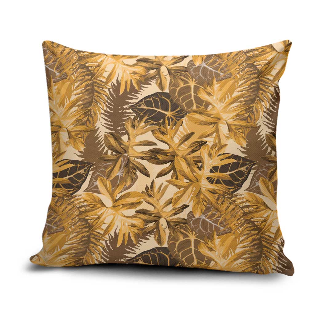Hawaii Gold Tropical Leaves Pillow Cover - Polynesian Pride