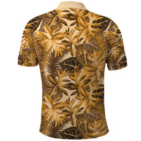Hawaii Gold Tropical Leaves Polo Shirt - Polynesian Pride