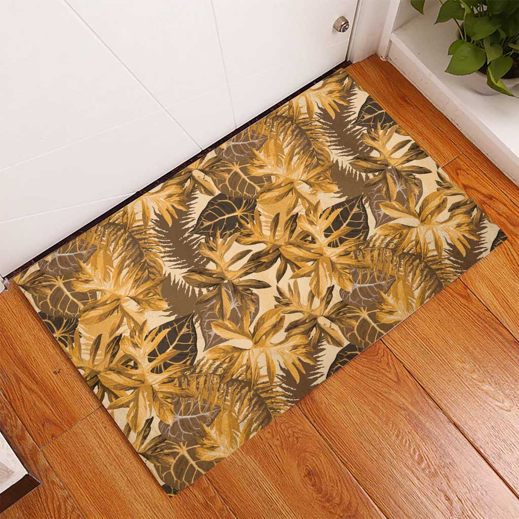 Hawaii Gold Tropical Leaves Rubber Doormat LT01 - Polynesian Pride