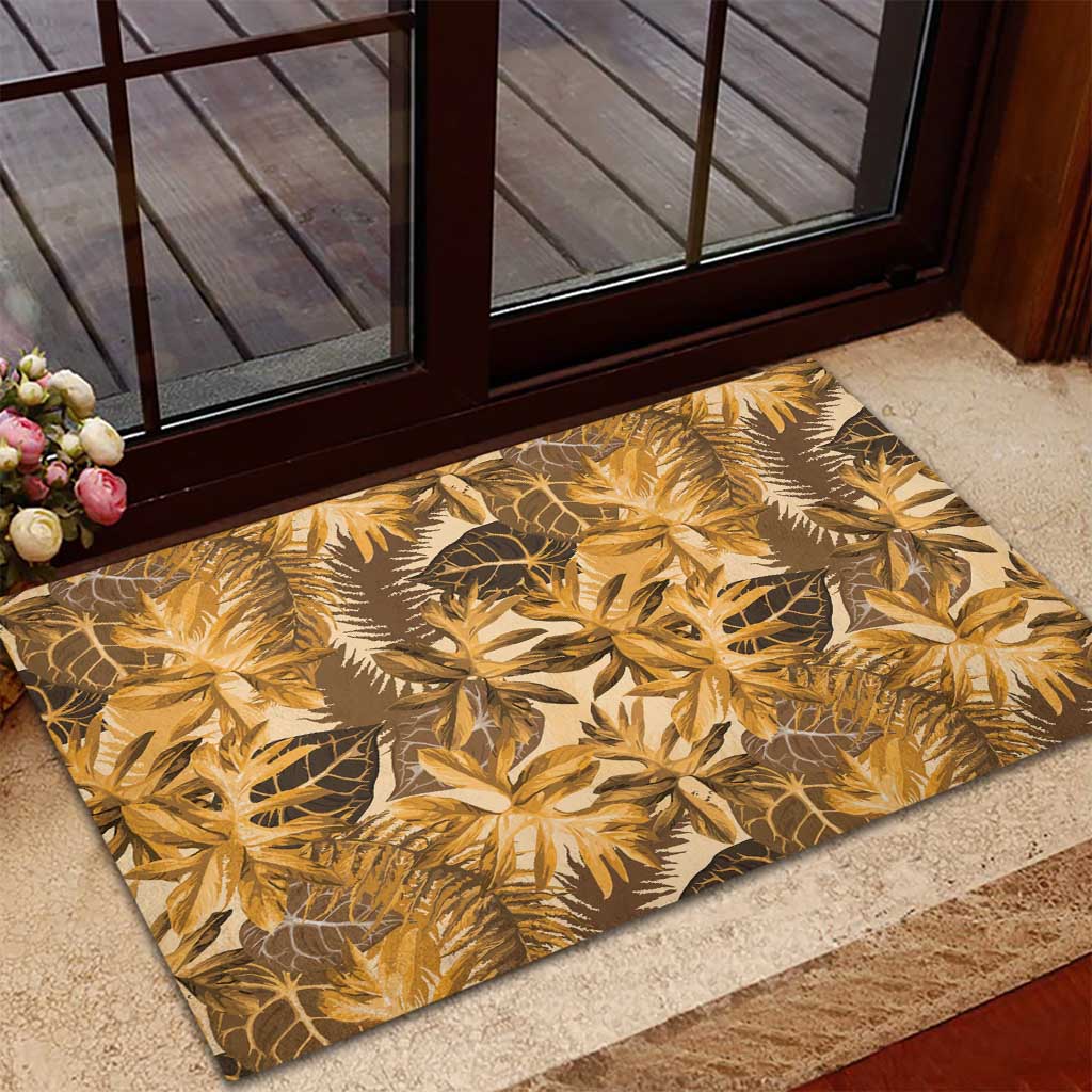 Hawaii Gold Tropical Leaves Rubber Doormat LT01 - Polynesian Pride