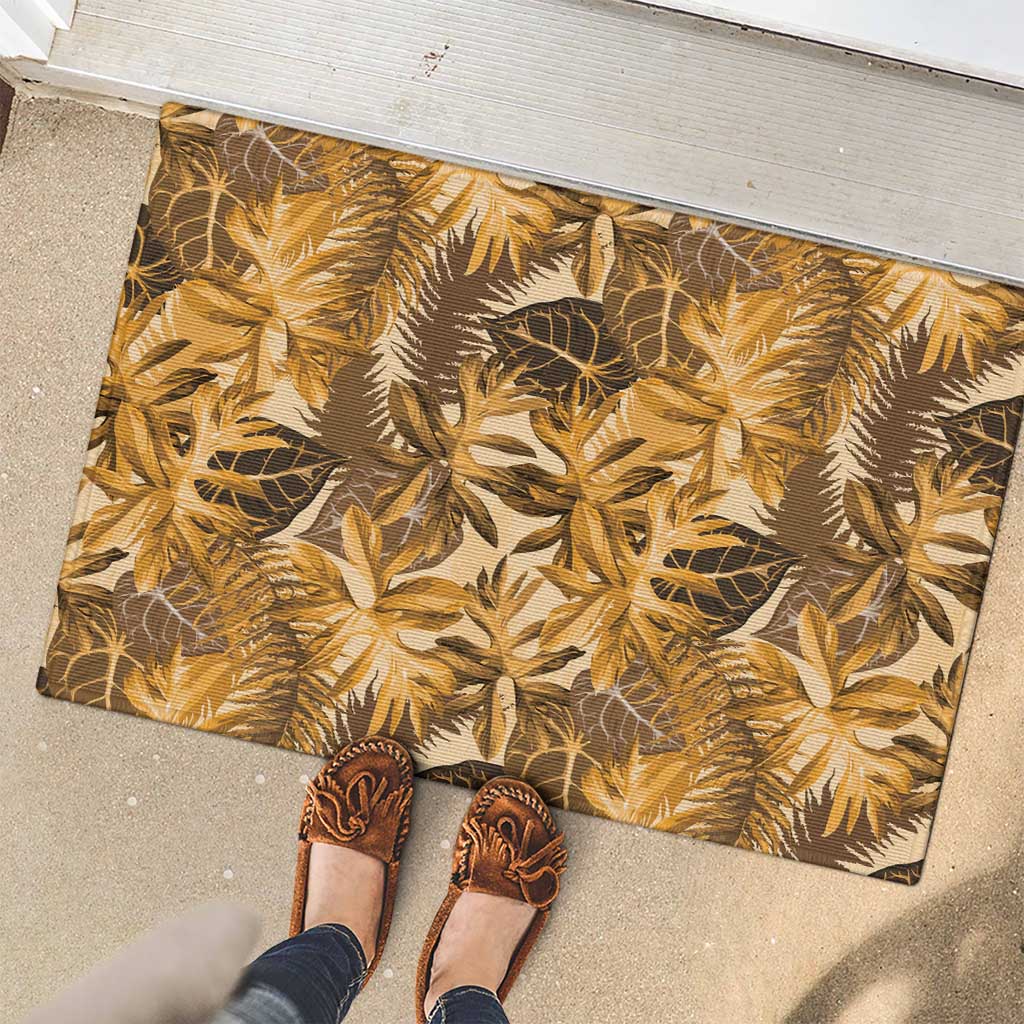 Hawaii Gold Tropical Leaves Rubber Doormat LT01 - Polynesian Pride