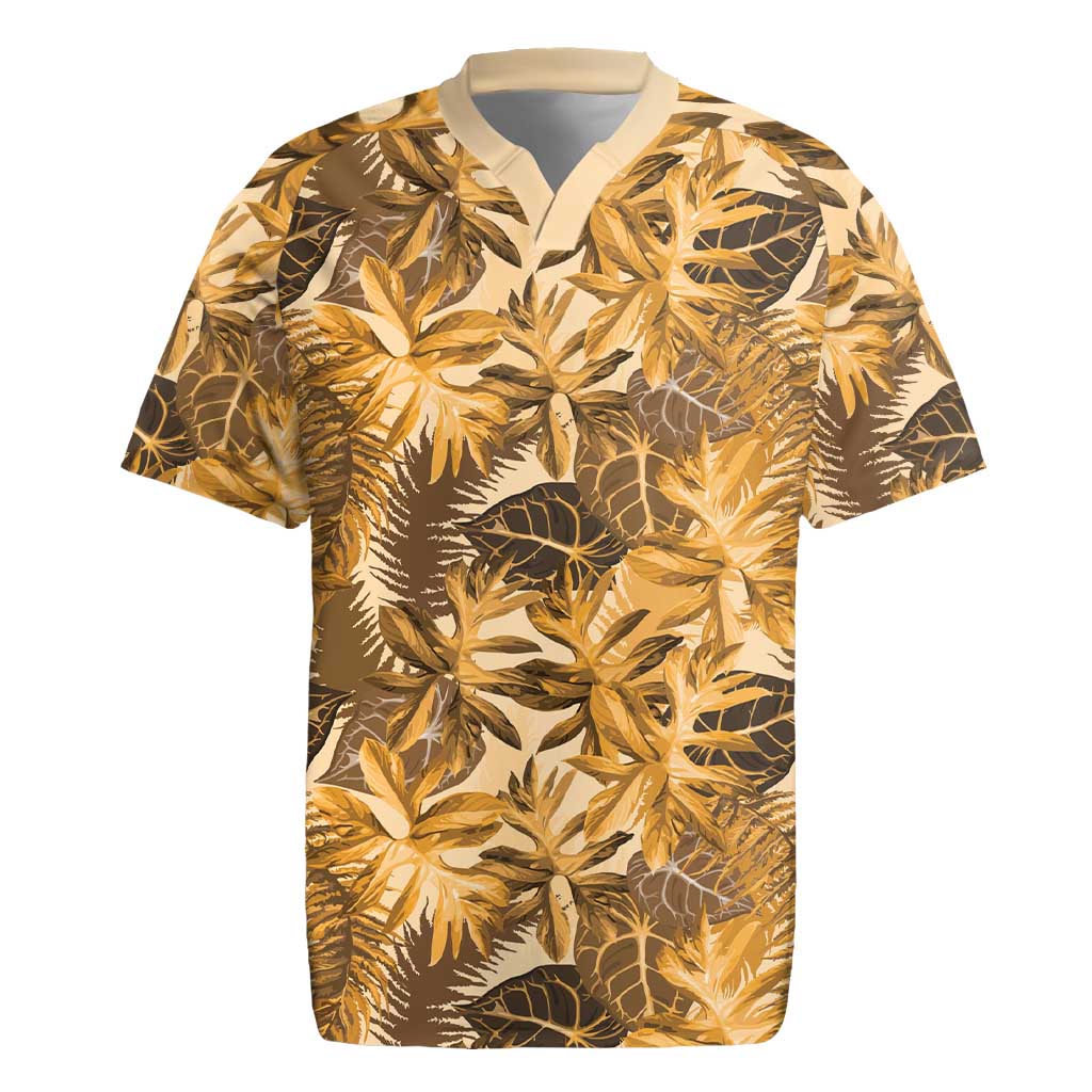 Hawaii Gold Tropical Leaves Rugby Jersey LT01 Gold - Polynesian Pride