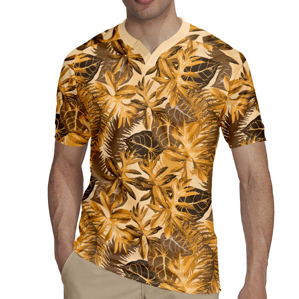 Hawaii Gold Tropical Leaves Rugby Jersey LT01 - Polynesian Pride