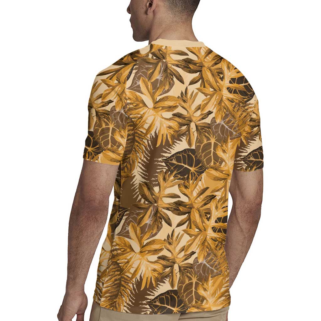 Hawaii Gold Tropical Leaves Rugby Jersey LT01 - Polynesian Pride