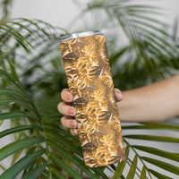 Hawaii Gold Tropical Leaves Skinny Tumbler - Polynesian Pride