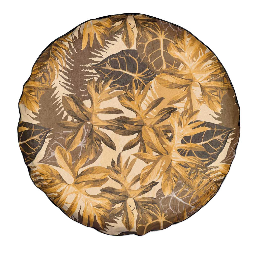 Hawaii Gold Tropical Leaves Spare Tire Cover - Polynesian Pride