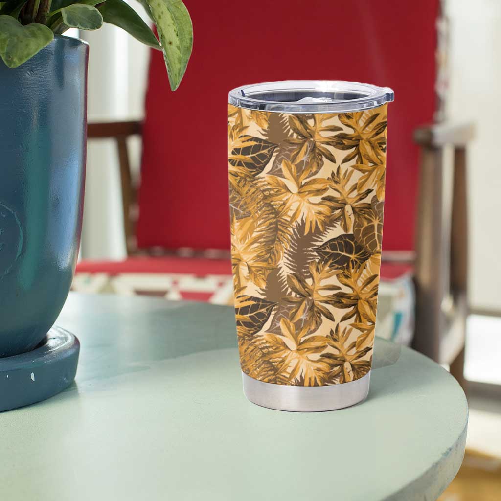 Hawaii Gold Tropical Leaves Tumbler Cup - Polynesian Pride