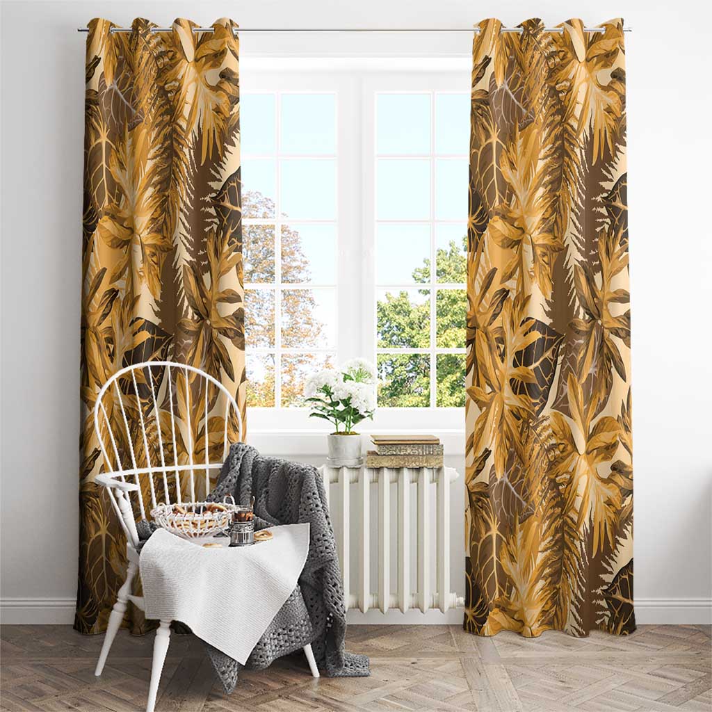 Hawaii Gold Tropical Leaves Window Curtain - Polynesian Pride