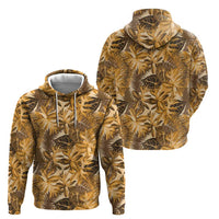 Hawaii Gold Tropical Leaves Zip Hoodie - Polynesian Pride