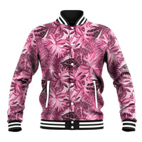 Hawaii Pink Tropical Leaves Baseball Jacket LT01 Unisex Pink - Polynesian Pride