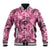 Hawaii Pink Tropical Leaves Baseball Jacket - Polynesian Pride