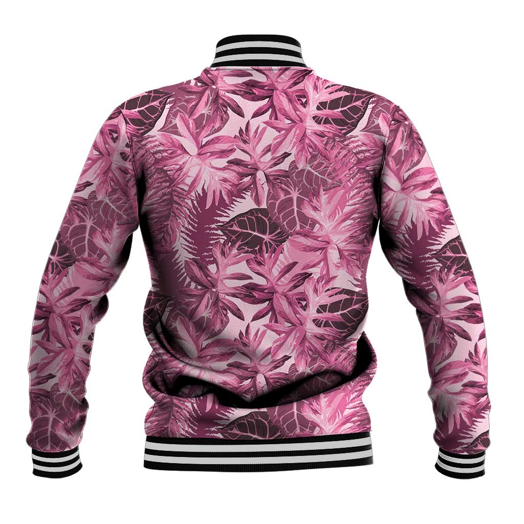 Hawaii Pink Tropical Leaves Baseball Jacket LT01 - Polynesian Pride