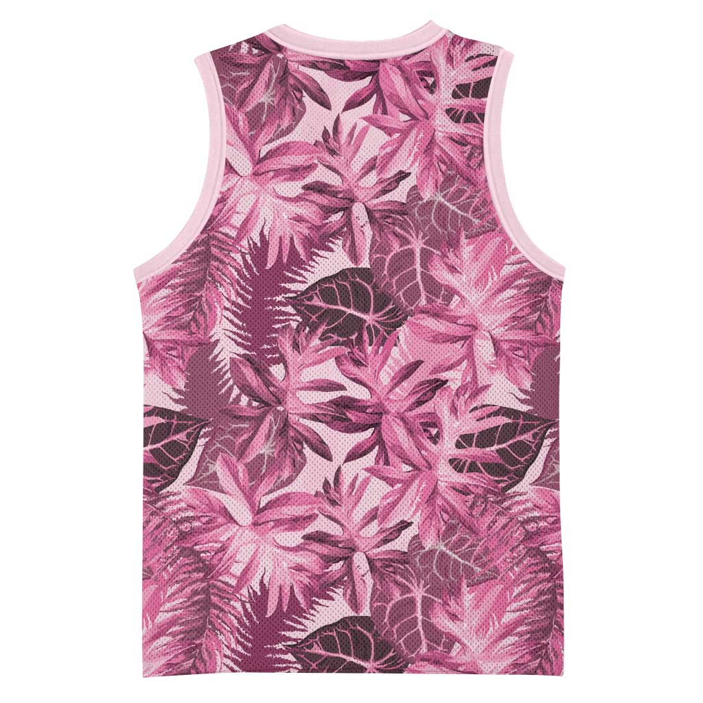 Hawaii Pink Tropical Leaves Basketball Jersey - Polynesian Pride