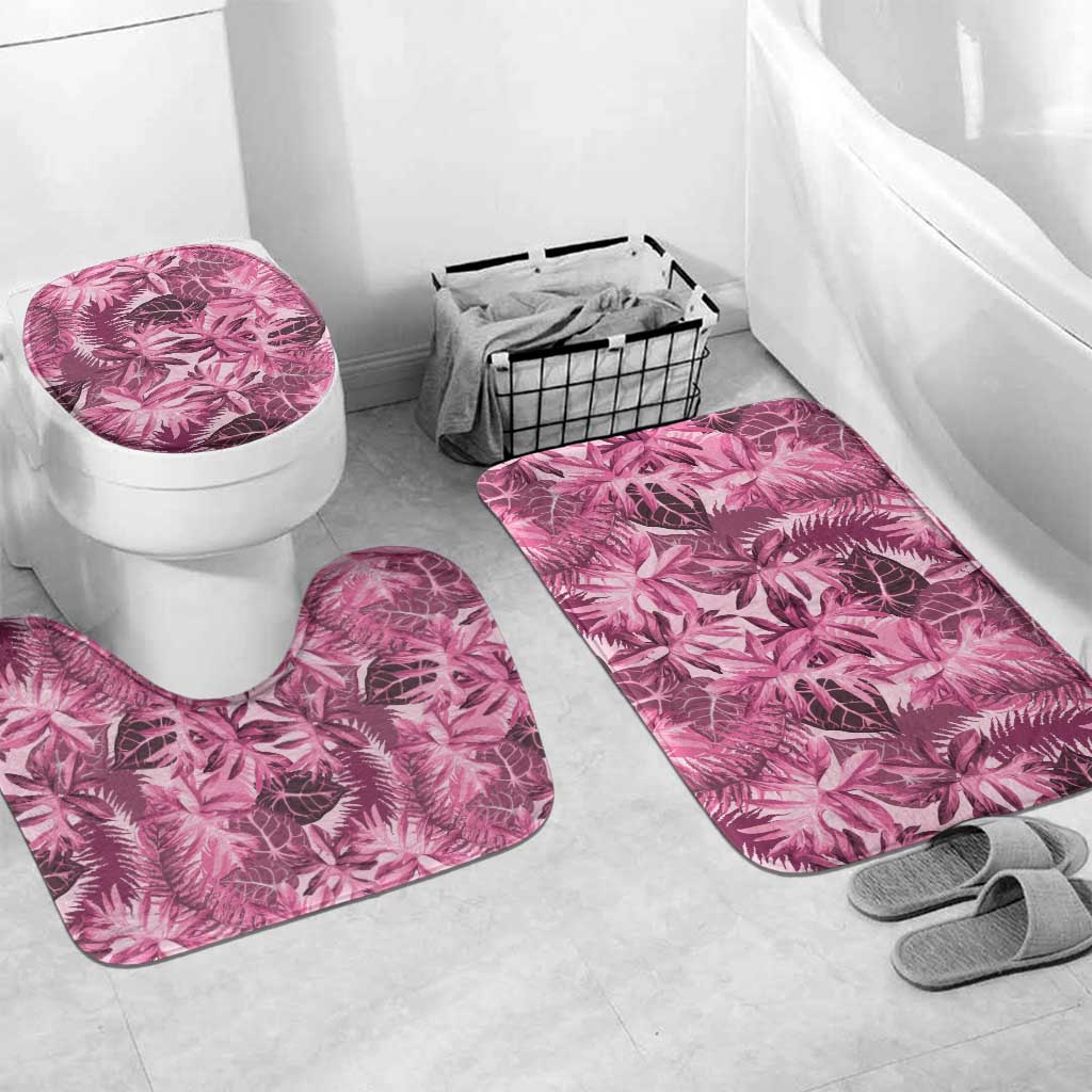 Hawaii Pink Tropical Leaves Bathroom Set - Polynesian Pride