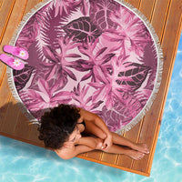 Hawaii Pink Tropical Leaves Beach Blanket LT01 - Polynesian Pride