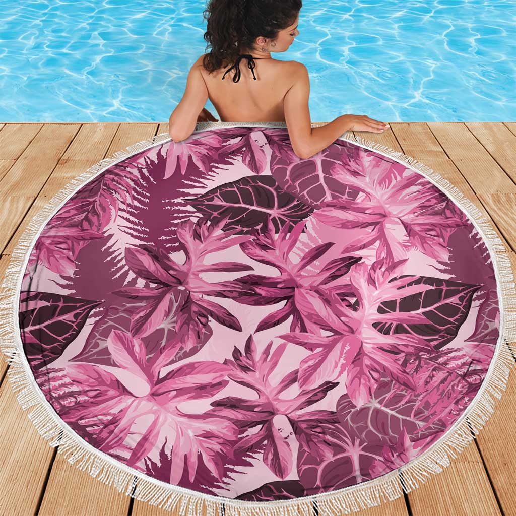 Hawaii Pink Tropical Leaves Beach Blanket LT01 - Polynesian Pride