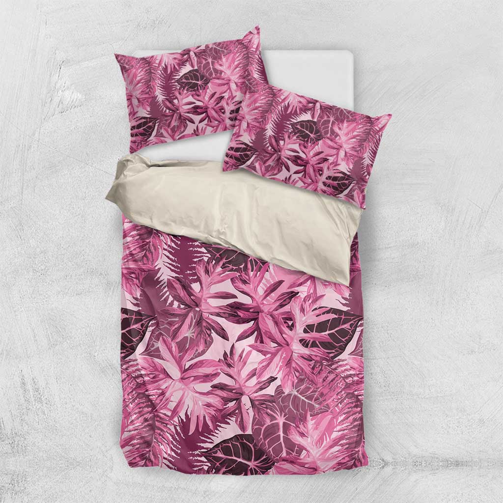 Hawaii Pink Tropical Leaves Bedding Set - Polynesian Pride