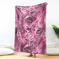 Hawaii Pink Tropical Leaves Blanket - Polynesian Pride