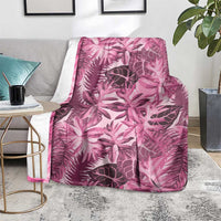 Hawaii Pink Tropical Leaves Blanket - Polynesian Pride