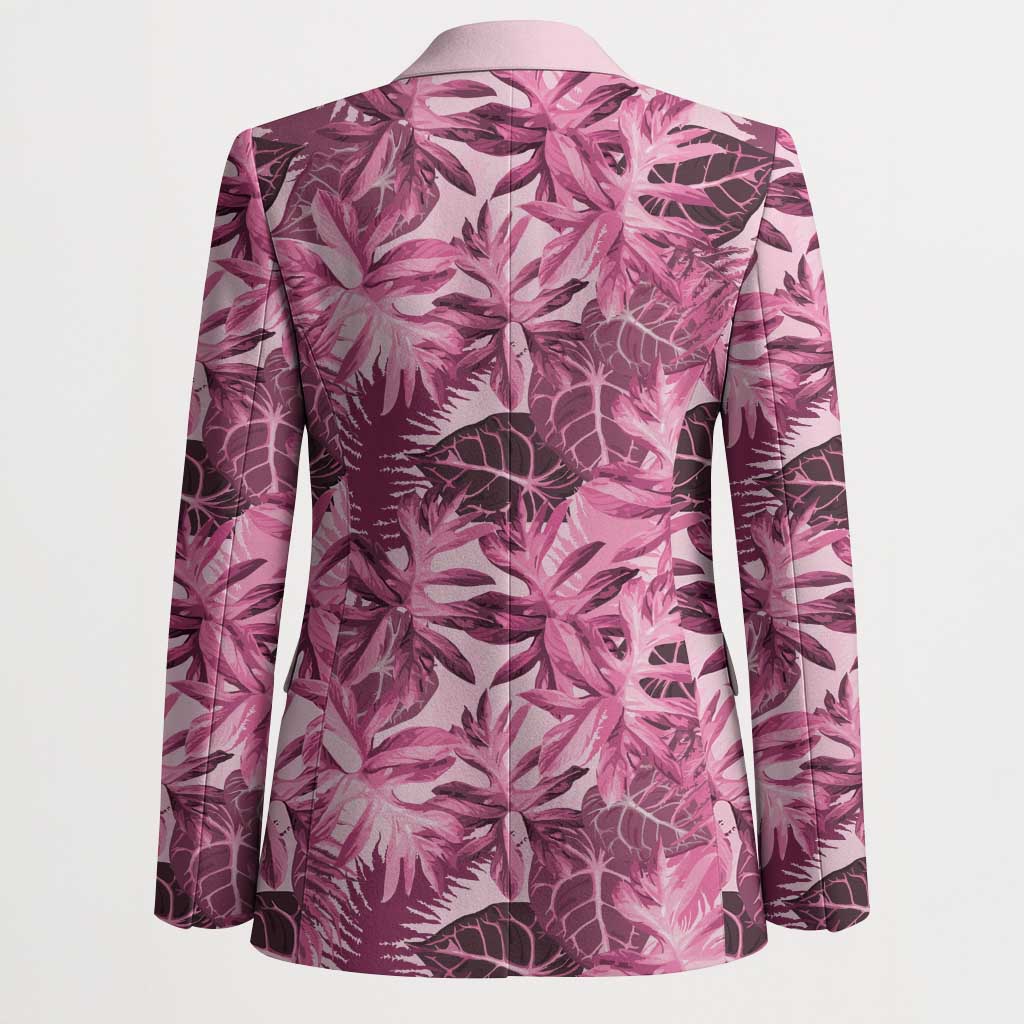 Hawaii Pink Tropical Leaves Blazer - Polynesian Pride