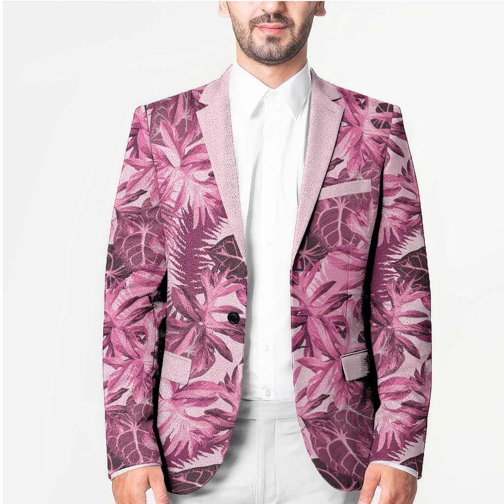 Hawaii Pink Tropical Leaves Blazer - Polynesian Pride
