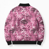 Hawaii Pink Tropical Leaves Bomber Puffer Jacket - Polynesian Pride