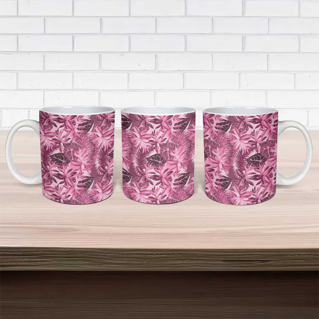 Hawaii Pink Tropical Leaves Ceramic Mug - Polynesian Pride