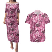 Hawaii Pink Tropical Leaves Couples Matching Puletasi and Hawaiian Shirt LT01 Pink - Polynesian Pride