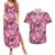 Hawaii Pink Tropical Leaves Couples Matching Summer Maxi Dress and Hawaiian Shirt - Polynesian Pride