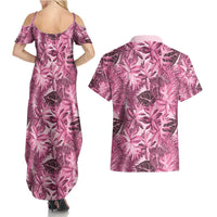 Hawaii Pink Tropical Leaves Couples Matching Summer Maxi Dress and Hawaiian Shirt LT01 - Polynesian Pride