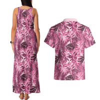 Hawaii Pink Tropical Leaves Couples Matching Tank Maxi Dress and Hawaiian Shirt LT01 - Polynesian Pride