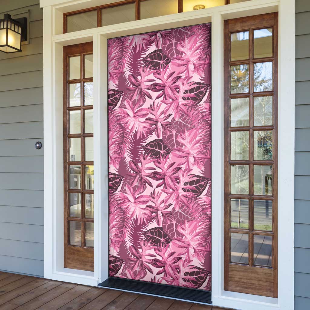 Hawaii Pink Tropical Leaves Door Cover - Polynesian Pride