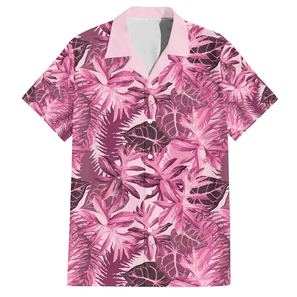Hawaii Pink Tropical Leaves Family Matching Puletasi and Hawaiian Shirt - Polynesian Pride