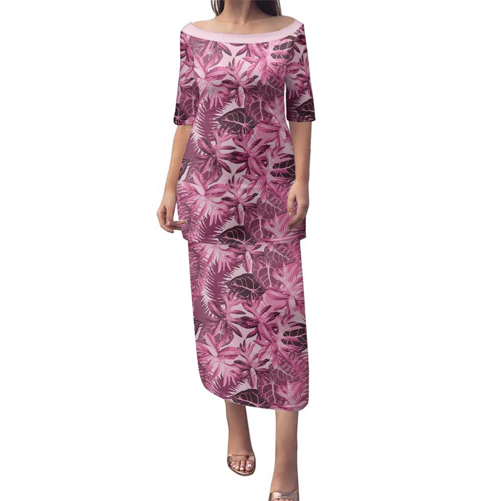 Hawaii Pink Tropical Leaves Family Matching Puletasi and Hawaiian Shirt - Polynesian Pride