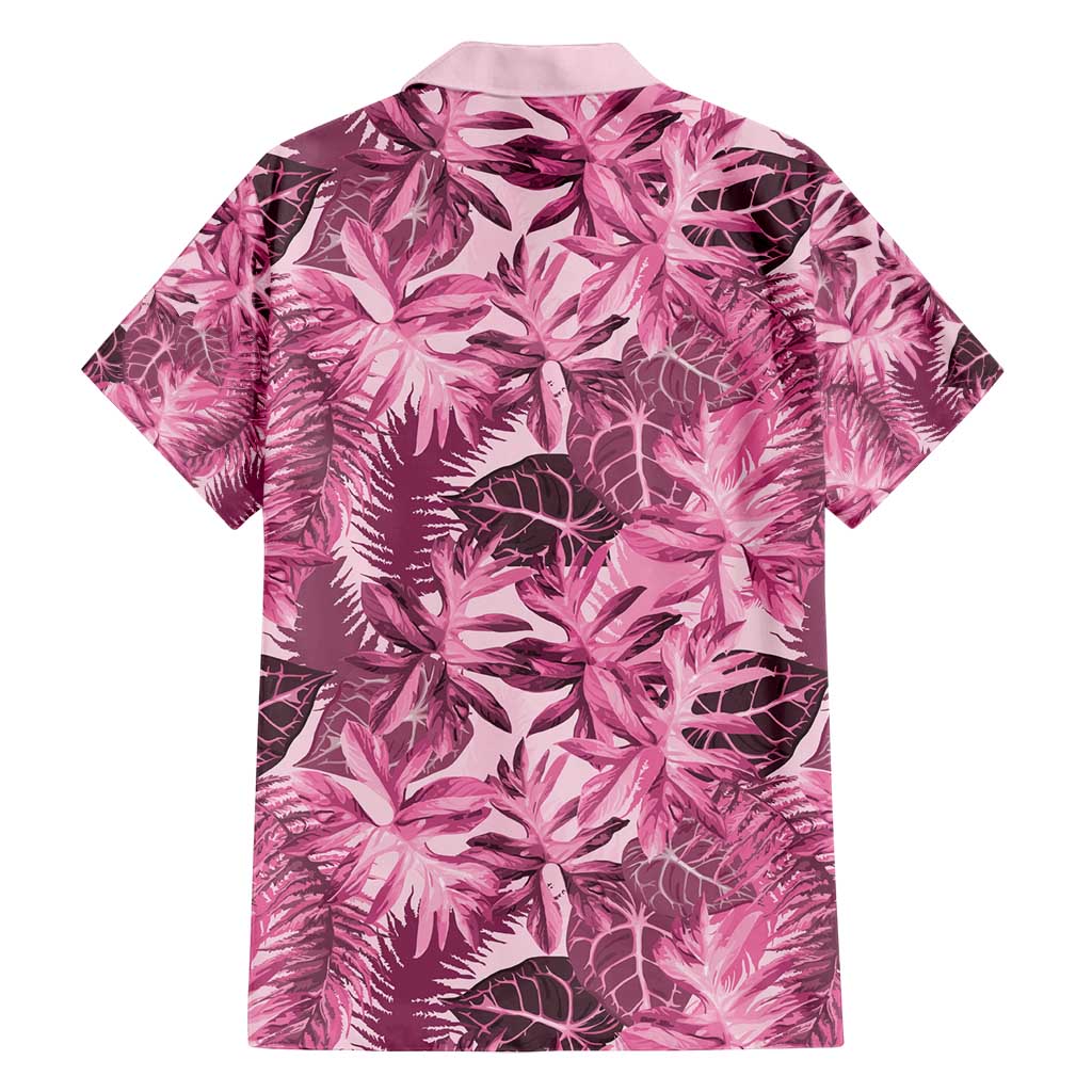 Hawaii Pink Tropical Leaves Family Matching Summer Maxi Dress and Hawaiian Shirt - Polynesian Pride