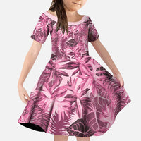 Hawaii Pink Tropical Leaves Family Matching Tank Maxi Dress and Hawaiian Shirt - Polynesian Pride