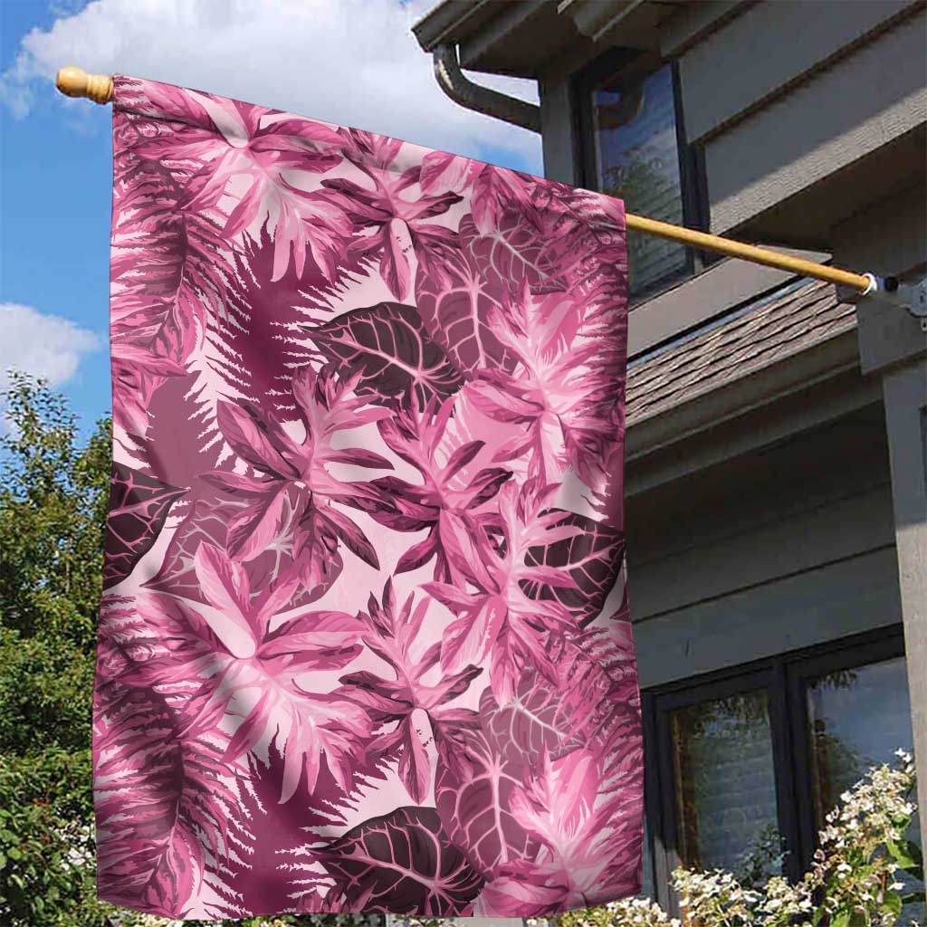 Hawaii Pink Tropical Leaves Garden Flag - Polynesian Pride